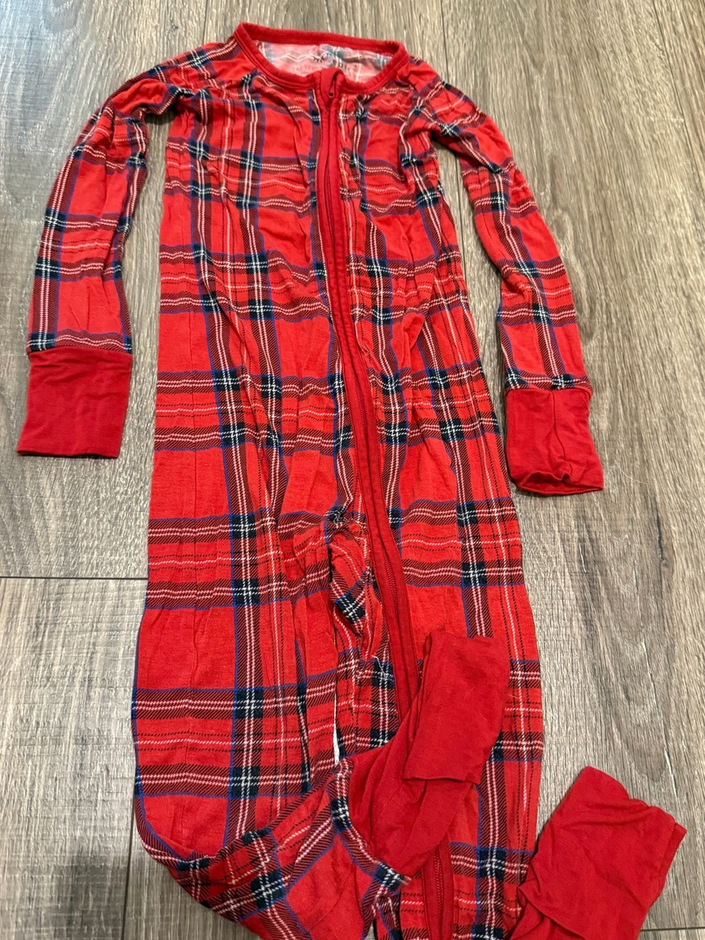 Little Sleepies Red Plaid Zippies 2T